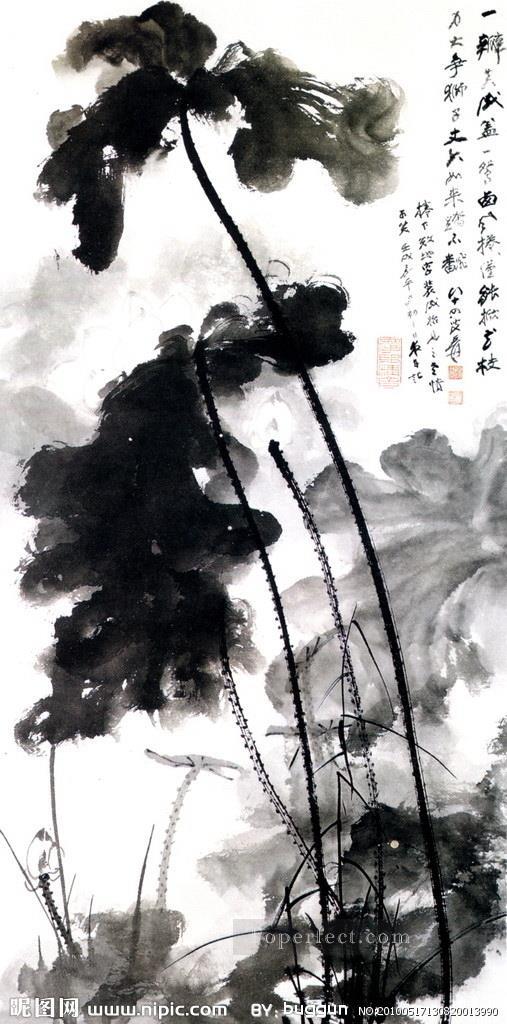 Chang dai chien lotus 11 old China ink Oil Paintings